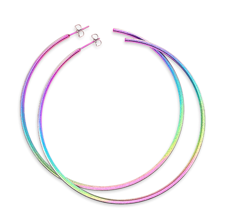 Titanium Extra Large Hoop Earrings - Rainbow