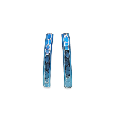 Titanium Ripple Stud Earrings - Blue