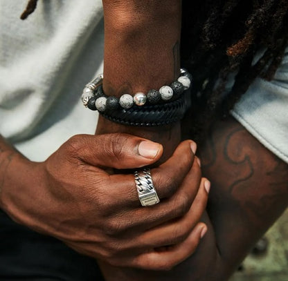 Spirit Bead Grey Picasso Jasper Bracelet