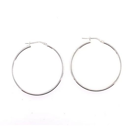 Silver Hoop Earrings - 30mm