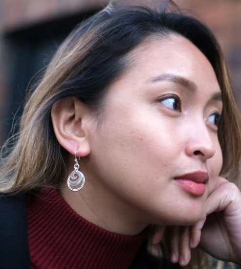 Spiral Drop Earrings, Silver