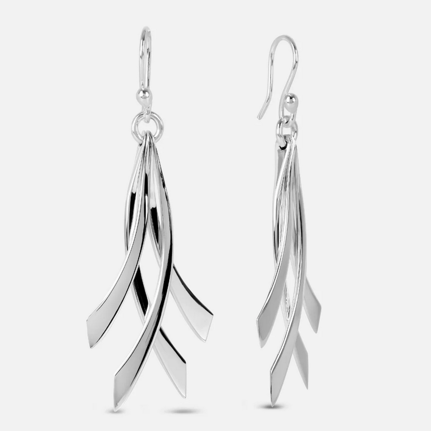 Crossover Drop Earrings, Silver