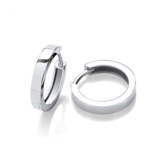 9ct Gold Square Huggie Hoops, 16mm