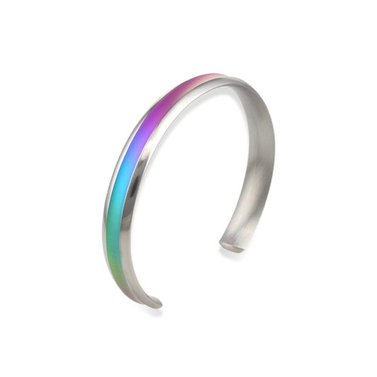 Titanium 8mm Concave Court Torc Bangle - Rainbow
