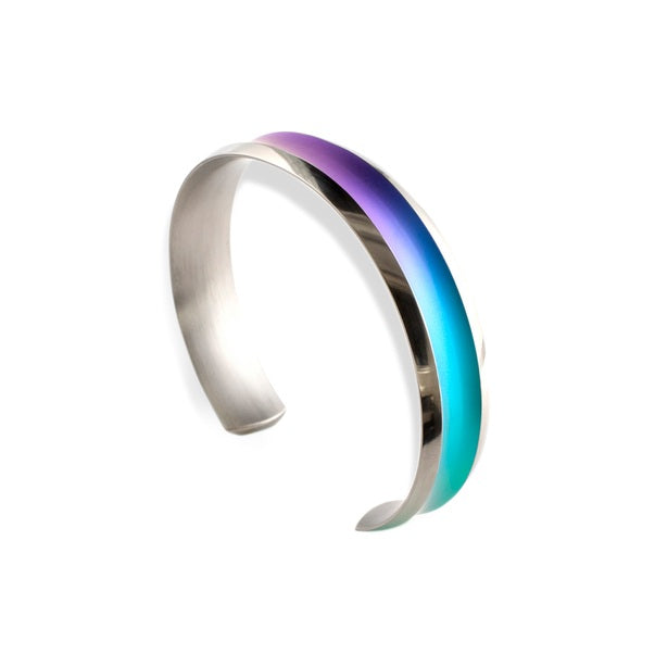 Titanium 12mm Concave Court Torc Bangle - Rainbow