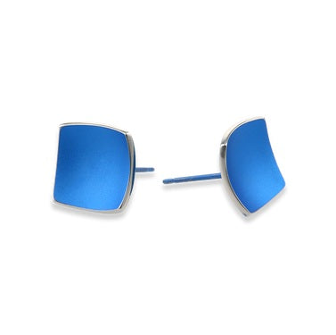 Titanium Square Domed Studs - Blue