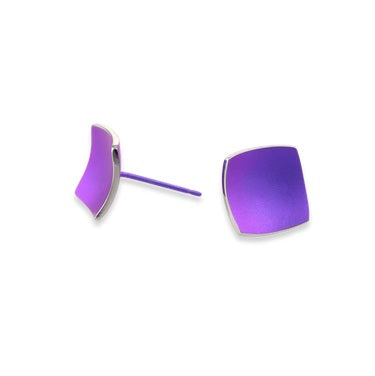 Titanium Square Domed Studs - Purple