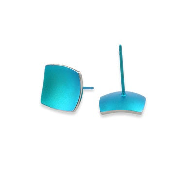 Titanium Square Domed Studs - Kingfisher