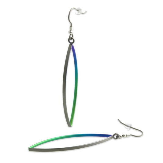 Titanium Marquise Drop Earrings - Green Mix