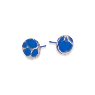 Titanium Small Planished Studs - Blue