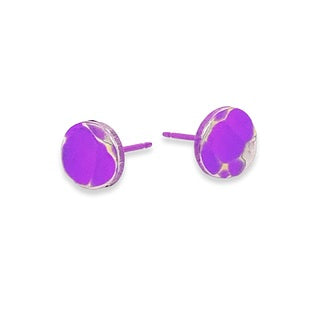 Titanium Small Planished Studs - Purple