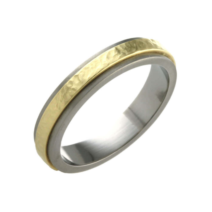Titanium and Yellow Gold Ring, 4mm