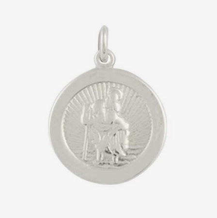 Small Silver Circular St Christopher Pendant