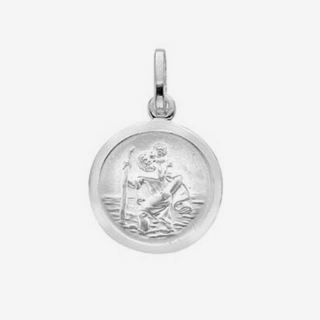 13mm Silver Circular St Christopher Pendant