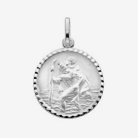 16mm Silver Circular St Christopher Pendant