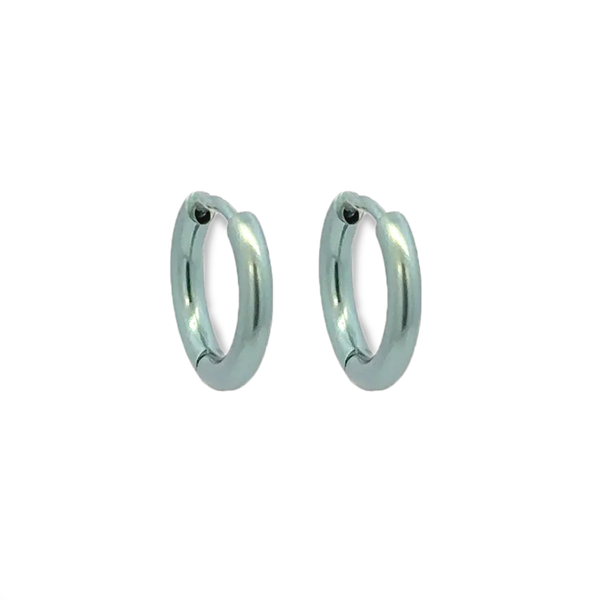 Titanium Small Hinged Hoops - Light Green 15mm