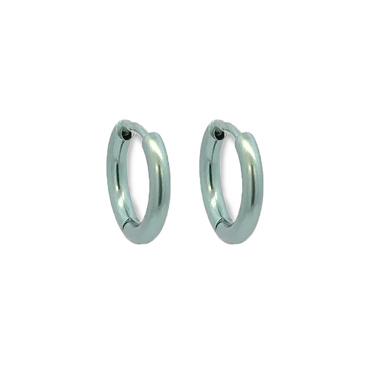 Titanium Small Hinged Hoops - Light Green 15mm