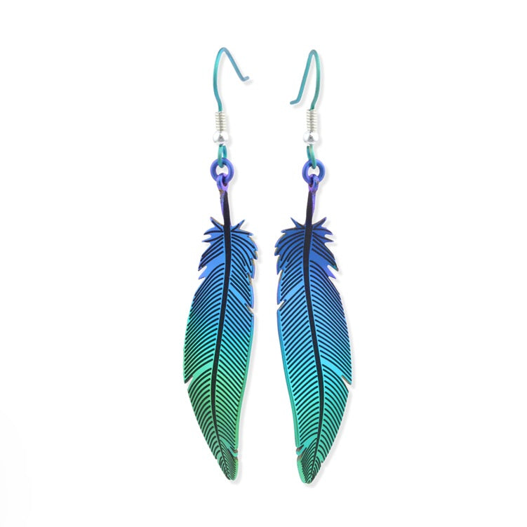 Titanium Feather Drops - Green