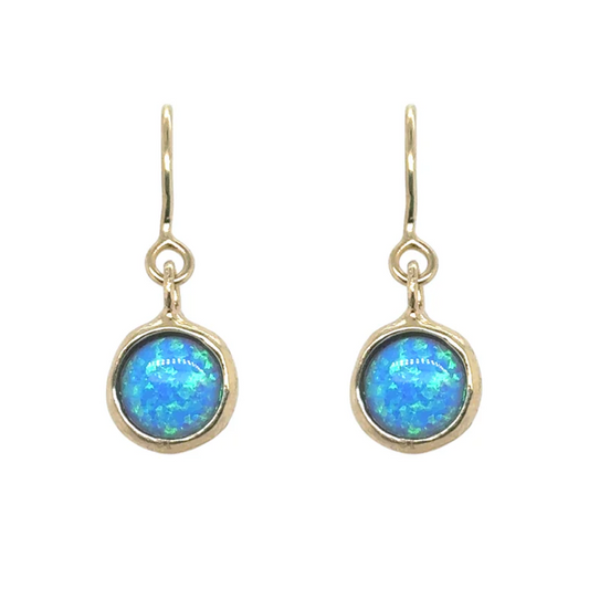 Opalite and Silver Drop Earrings, Gold finish