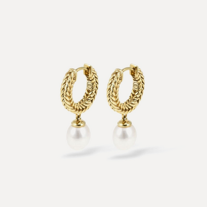 Barbara Pearl Hoops, Gold Vermeil