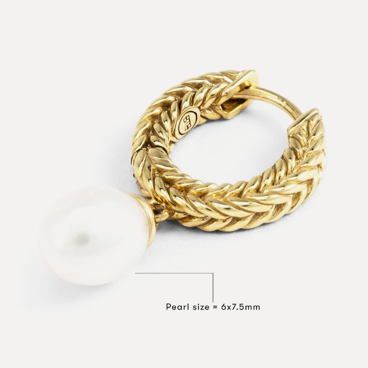 Barbara Pearl Hoops, Gold Vermeil