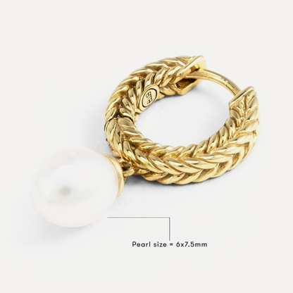 Barbara Pearl Hoops, Gold Vermeil