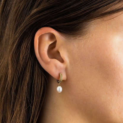 Barbara Pearl Hoops, Gold Vermeil