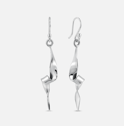 Ribbon Twist Drop Earrings, Silver