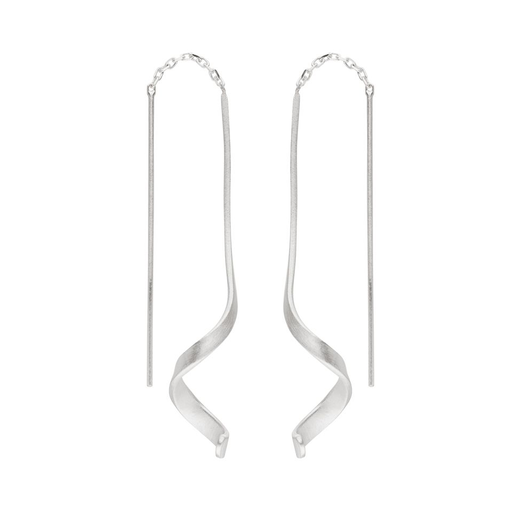 Silver Pull-Through Ribbon Curl Earrings