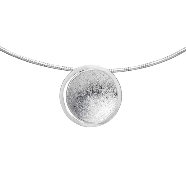 Silver Textured Circle Pendant