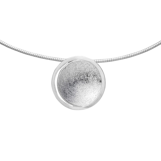 Silver Textured Circle Pendant