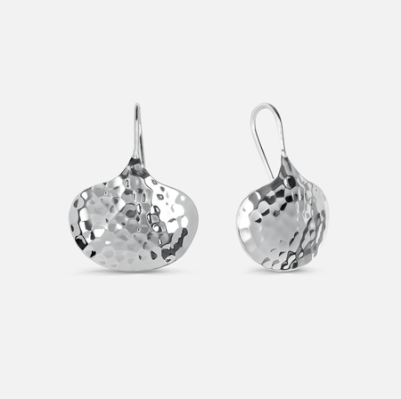Textured Hook Earrings, Silver
