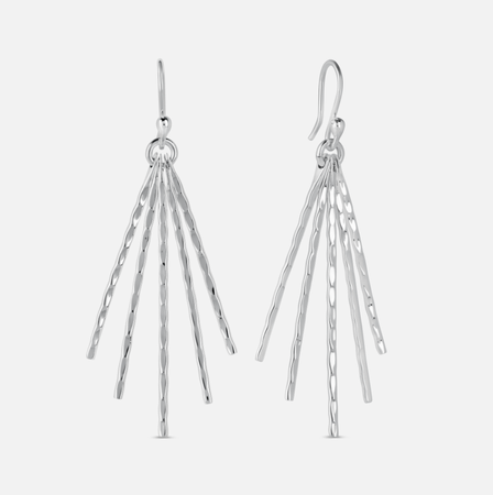 Five Strand Drop Earrings, Silver