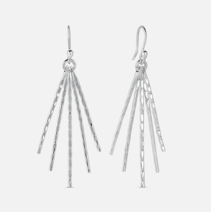 Five Strand Drop Earrings, Silver