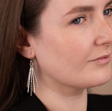 Five Strand Drop Earrings, Silver