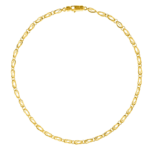 Gold Finish Open Oval Twist Link Necklace
