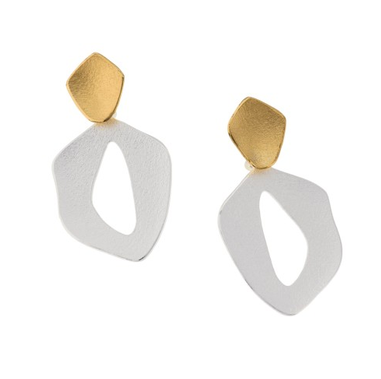 Floral Drop Earrings, YGP/Silver