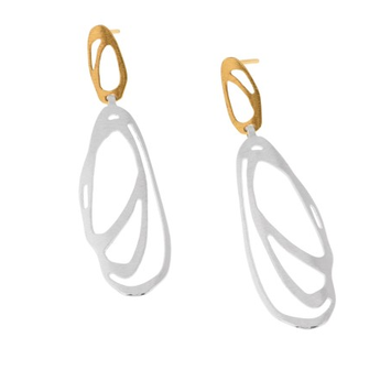 Wings Drop Earrings, YGP/Silver
