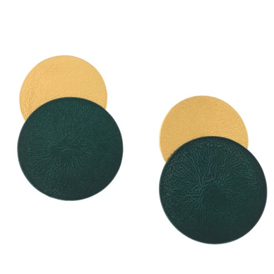 Moon Drop Earrings, Deep Gree/YGP