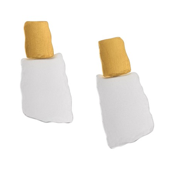 Retro Drop Earrings, YGP/Silver