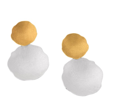 Eggshell Drop Earrings, Silver/YGP