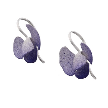 Orchid Hook Earrings, White/Blue