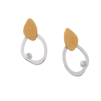 Dali Drop Earrings, YGP/Silver/White Topaz