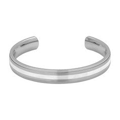 Steel Bangle with Silver Inlay