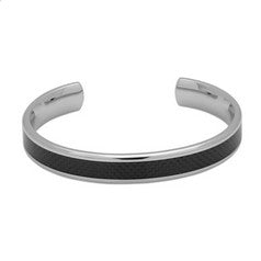 Steel Bangle with Carbon Fibre Inlay