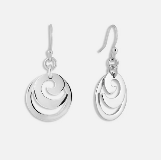 Spiral Drop Earrings, Silver