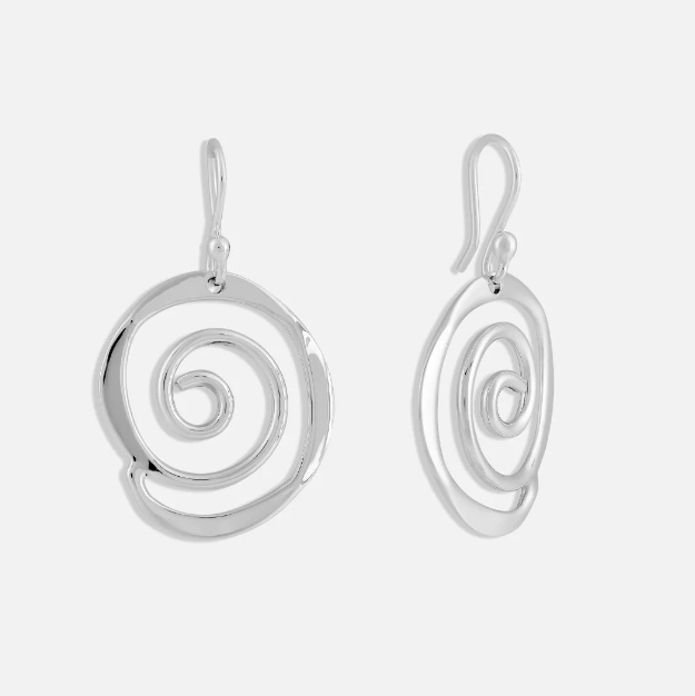 Spiral Drop Earrings, Silver