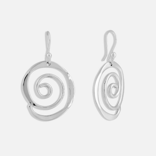 Spiral Drop Earrings, Silver