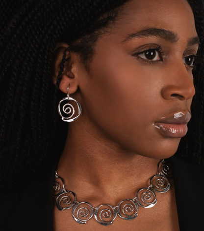Spiral Drop Earrings, Silver
