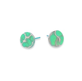 Titanium Small Planished Studs - Green